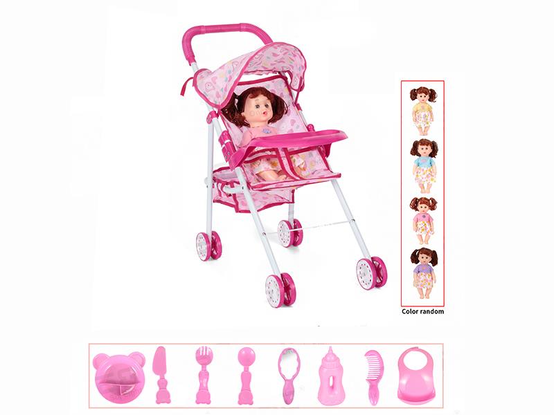 Baby Stroller Toy With Adjustable Dinner Plate + 12