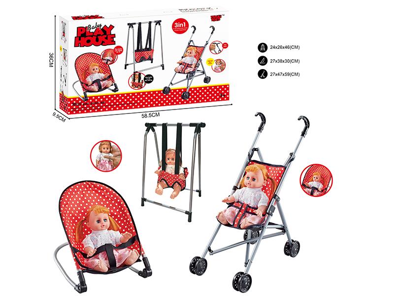 3 In 1 Combination Set + 14" Baby Doll With IC