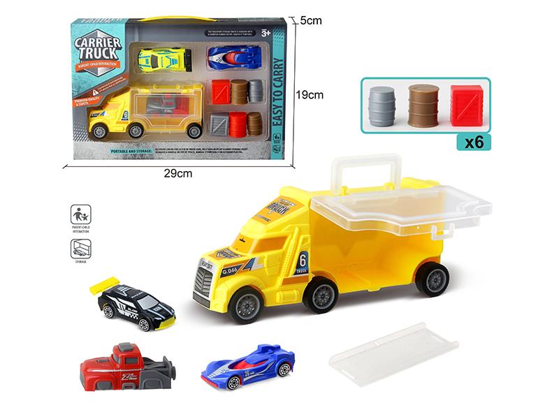 Slide Portable Storage Carrier Tuck + 2 Small Cars + 1 Launcher + 6 Accessories