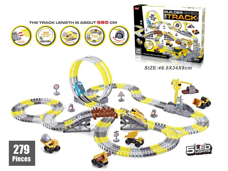 Electric Engineering Car 360° Rotating Track With Lights 279PCS(Not Included Batteries)