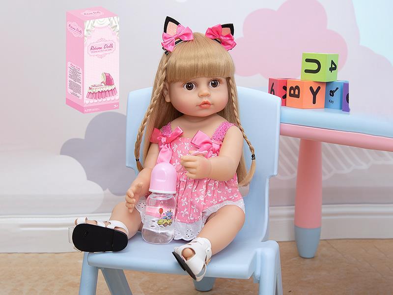 55CM Soft Plastic Reborn Doll  (Wig Sheath) With Bottle,Magnetic Pacifier,Diaper,Birth Card,Sandals
