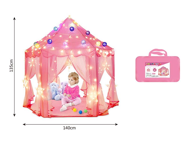 Hexagon Princess Tent With Five-Pointed Star Lights + Ball Lamps