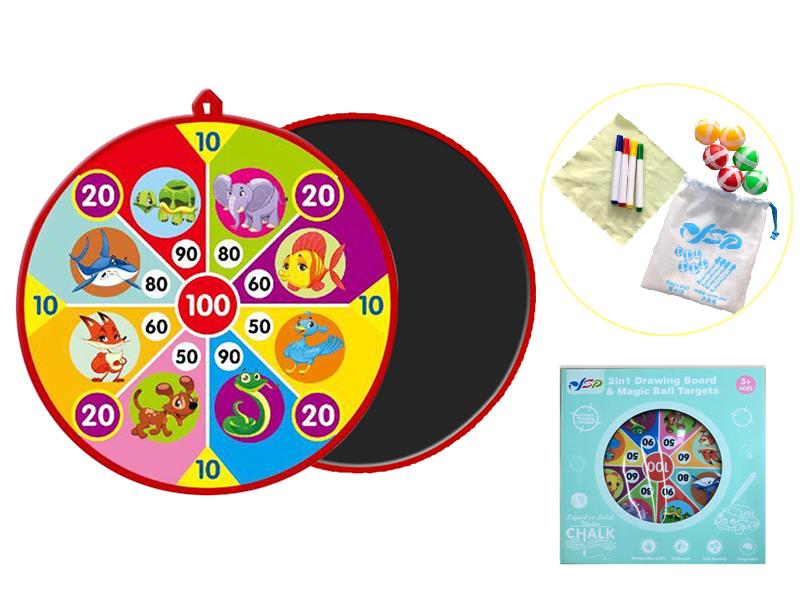 2 In 1 Drawing Board & Velcro Dartboard