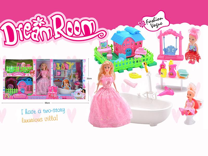 Small Villa + Bathroom Set + Doll
