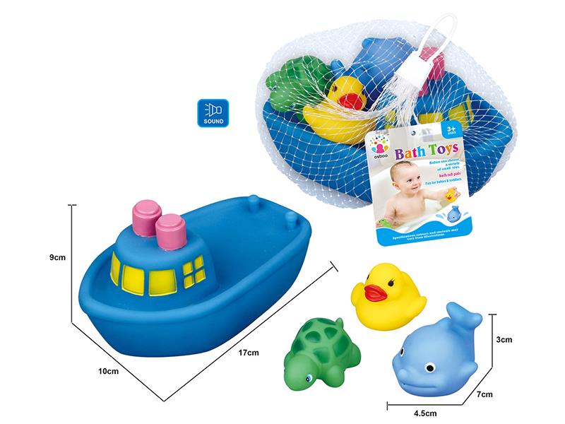 Cute Boat And Animals Kids Bath Toy Set