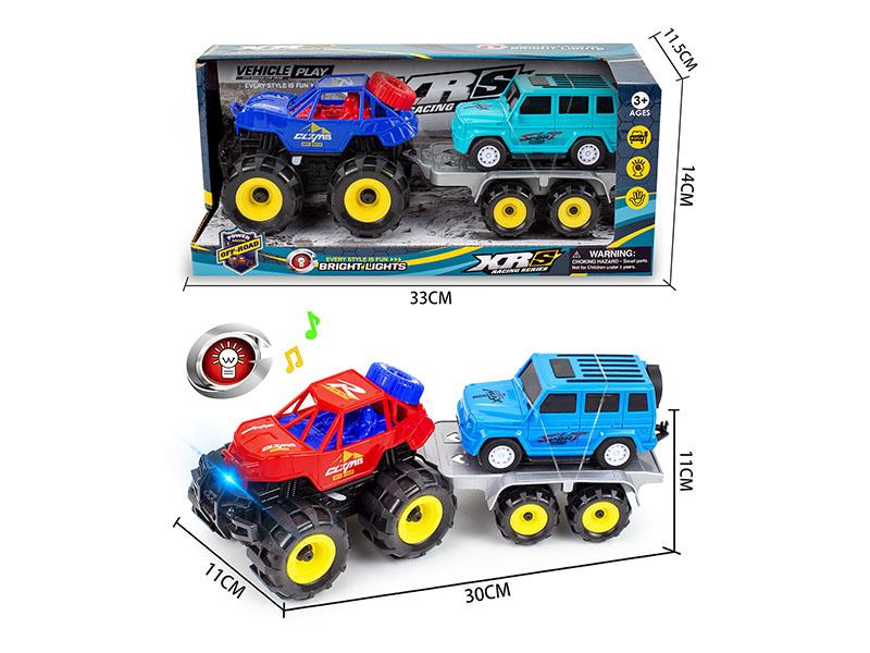 Friction Simulated Off-Road Vehicle Trailer Set With Lights
