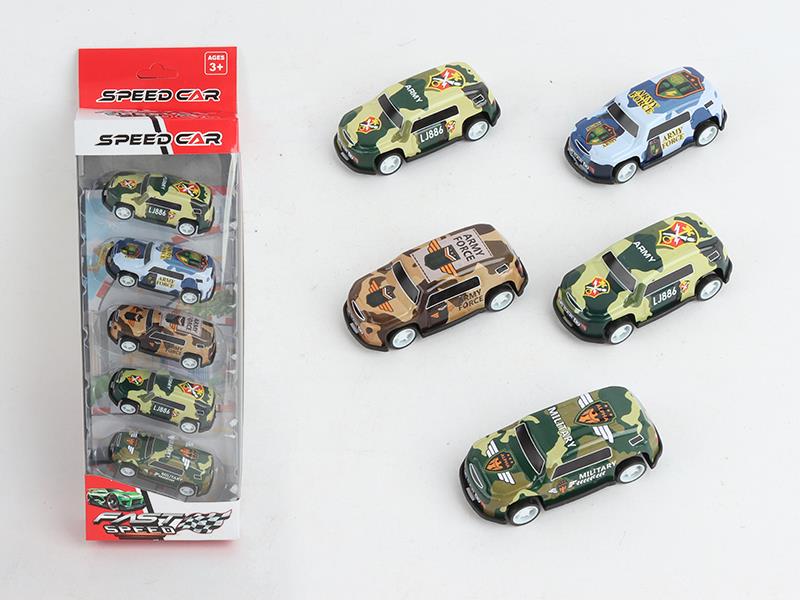 5pcs Pull Back Iron Car(Military Truck)