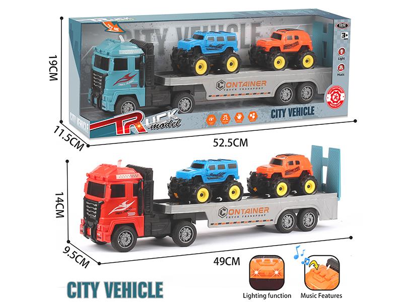Outsize Friction Trailer With Lights + Friction Hummer Off-Road Vehicle