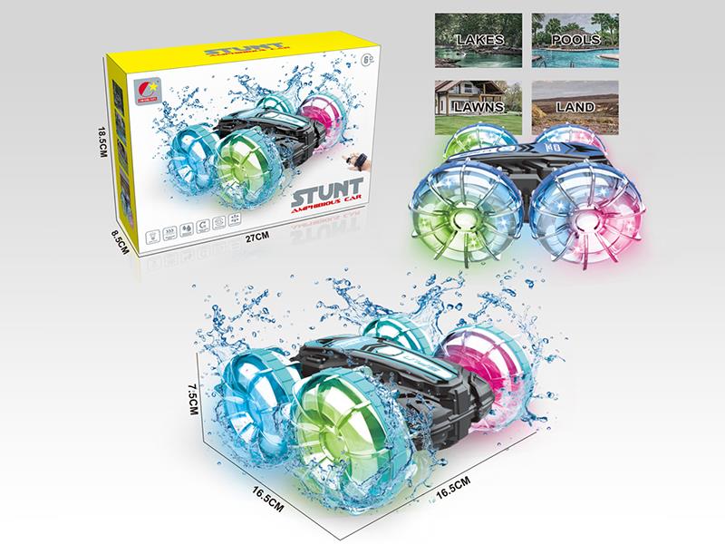 2.4G 5CH Remote Control Amphibious Stunt Car(Dual Remote Control Version)Wheels With Lights