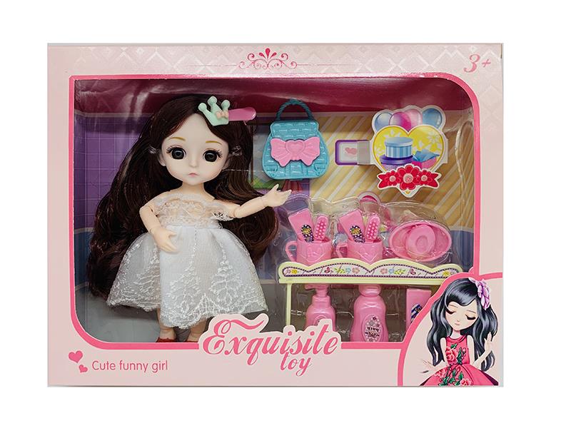 6 Inch 13-Joint Girl Doll With Toiletries Set
