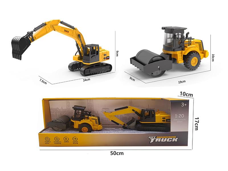 Friction Plastic Excavator + Road Roller