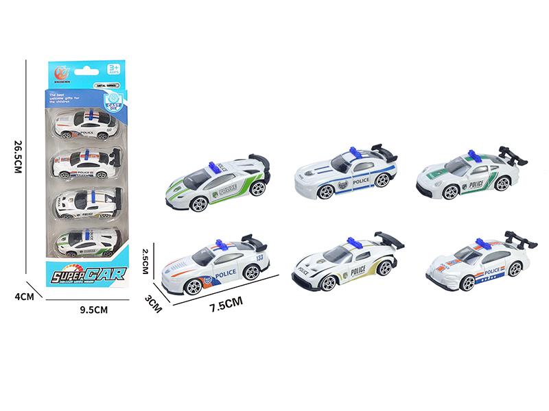 1:64 Slide Alloy Police Cars 4pcs