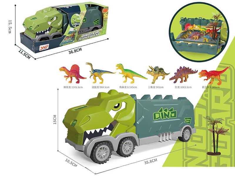 Slide Dinosaur Storage Car(With 6 Small Dinosaurs + 1 Tree)