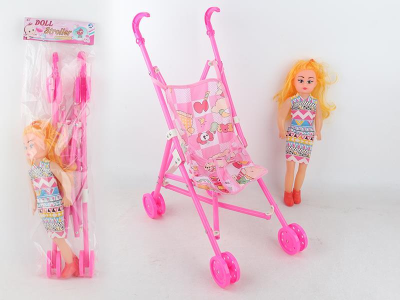 Plastic Stroller + Doll