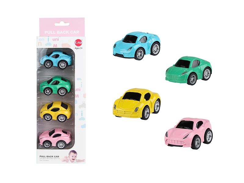 Q Version Mini Alloy Pull Back Car 4pcs