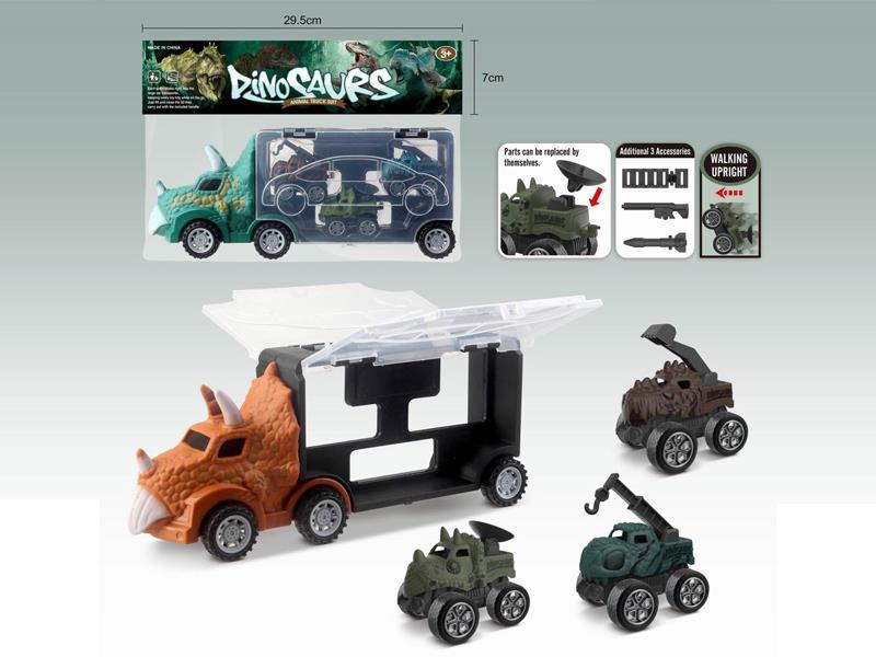 Dinosaur Storage Vehicle+Pull Back Dinosaur Engineering Vehicle 3PCS