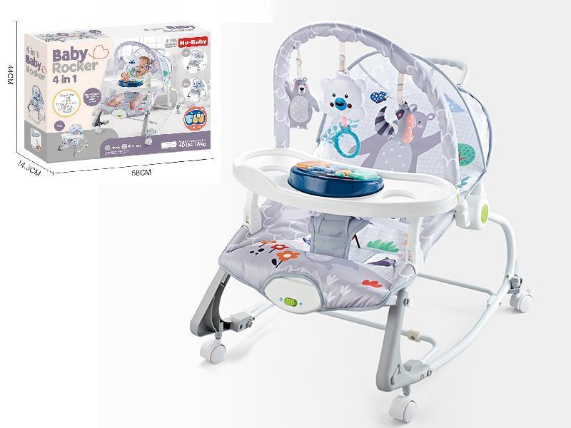 Baby Rocking Chair With Wheels +  Dinner Plate + Music Paino