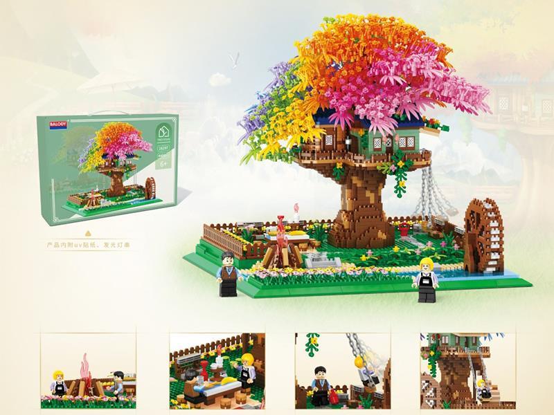 Rainbow Tree House Diamond Particle Building Blocks 4451pcs