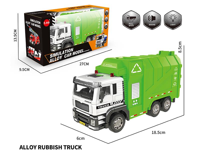 1:24 Pull Back Alloy Rubbish Truck With Sound And Light