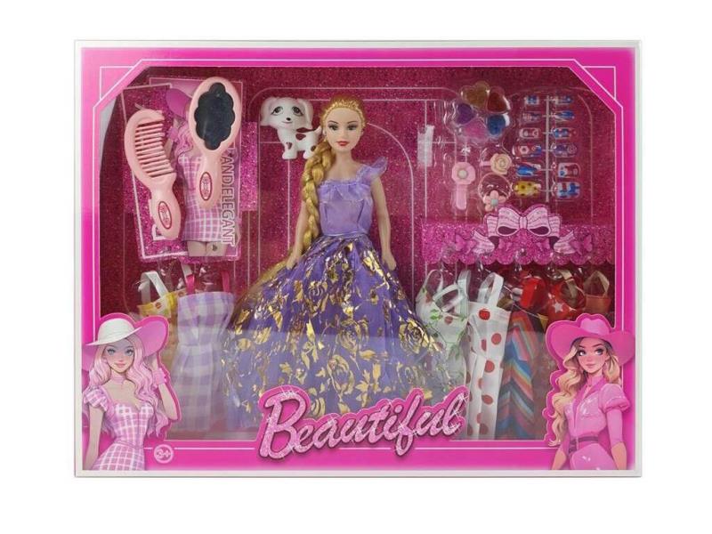 11.5-Inch Empty Princess Dress Barbie With 7 Types Of Pendant Dresses, Comb, Mirror, Puppy Nail Pads, Cosmetic Box And Stud Earrings