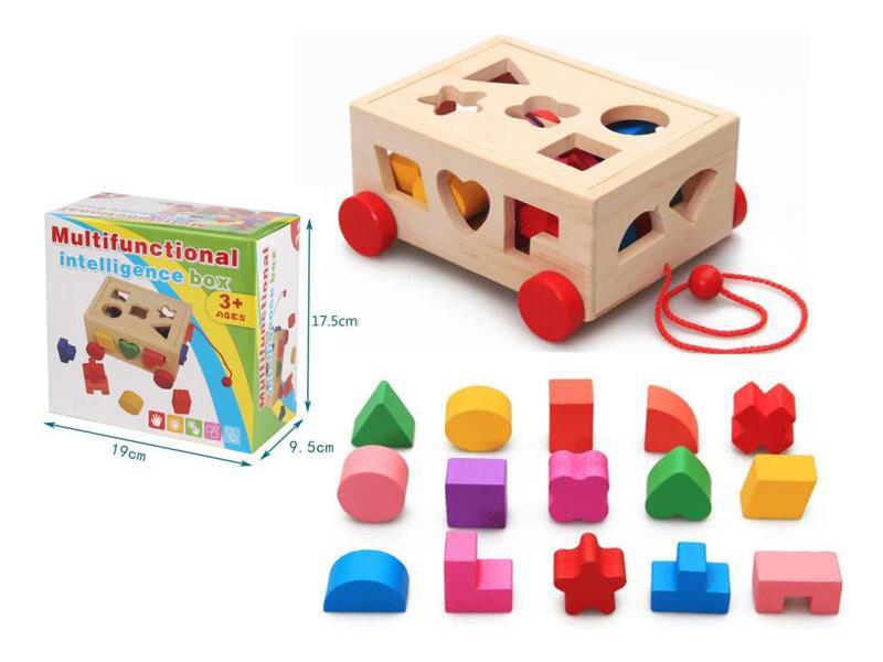 Wooden Shaped Puzzle Paired Block Trailer