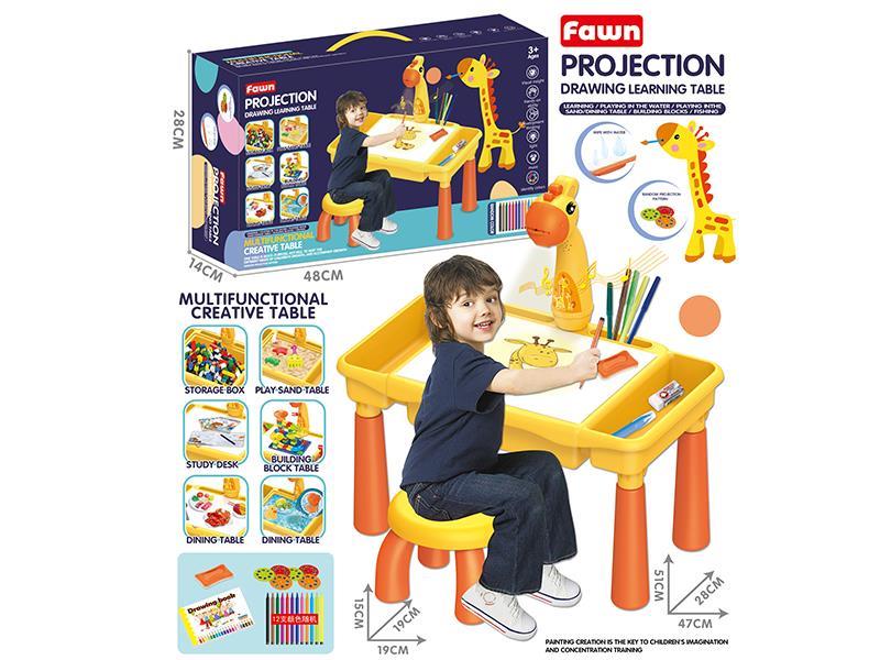 Fawn Projection Drawing Learning Table (Yellow ,Music)