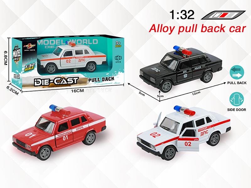 1:32 Alloy Open Doors Pull Back Lada Police Car