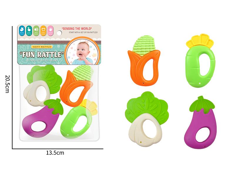 Cabbage/Eggplant/Corn/Radish Shaped Baby Rattles(4PCS)
