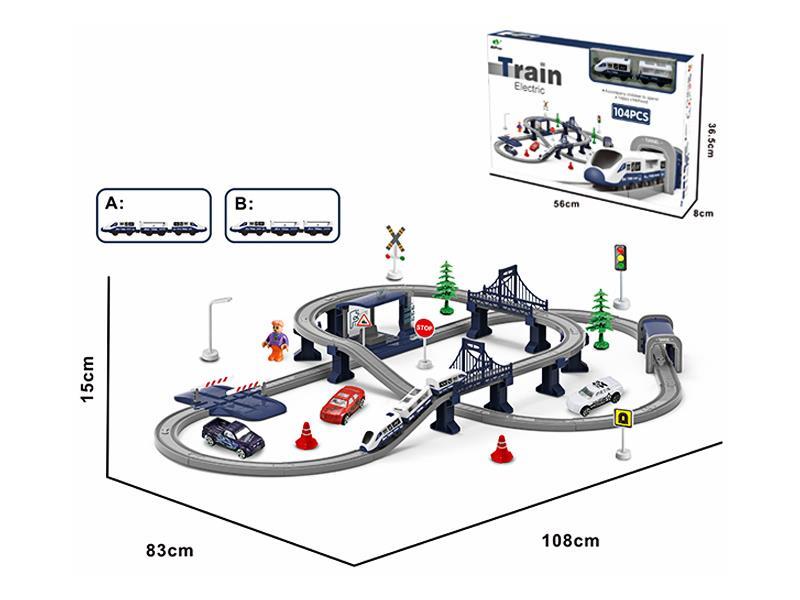 104PCS  Blue Rail Car With Platform