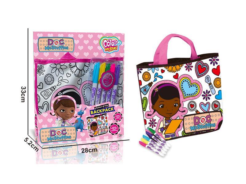 Doctor DIY Coloured Drawing Painting Backpack(5 Colour Washable Pen)
