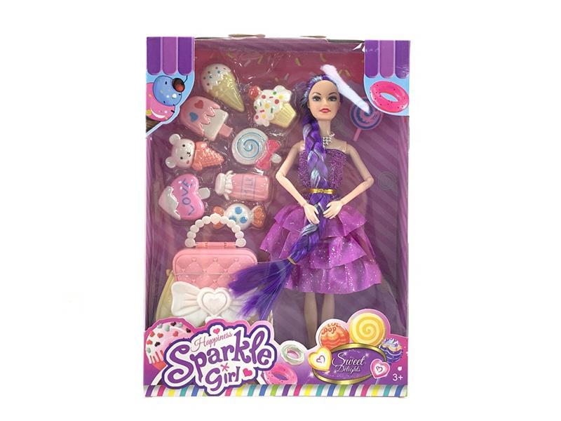 11" 9-Joints Doll With Ice Cream, Candy Set