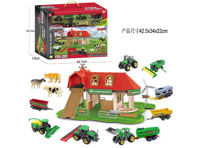 Alloy Car Farm Parking Lot Scene Set