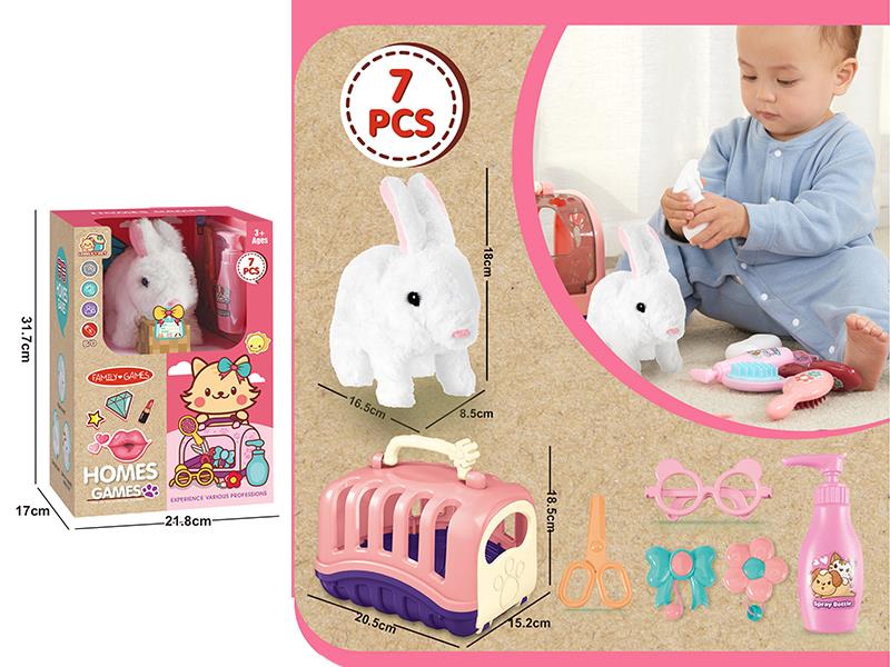 Electric Plush Pet Rabbit Grooming Set 7pcs