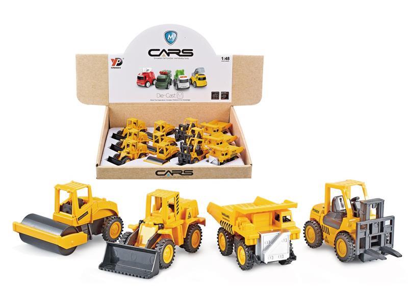 12PCS Alloy Pull Back Engineering Vehicle