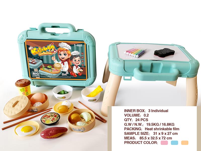 Kitchen Toys Writing Board 2 In 1 Portable Storage Case