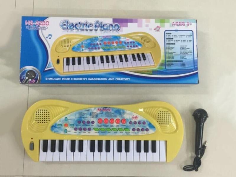 32-Key Multi-Functional Electronic Organ With Microphone (Yellow)