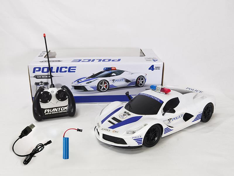 1:14 Ferrari Police Car 4-Channel Remote Control Car(Included Batteries)