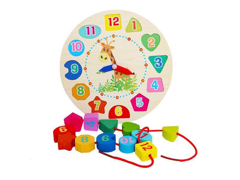 Wooden Wear Rope Toy Cognitive Clock