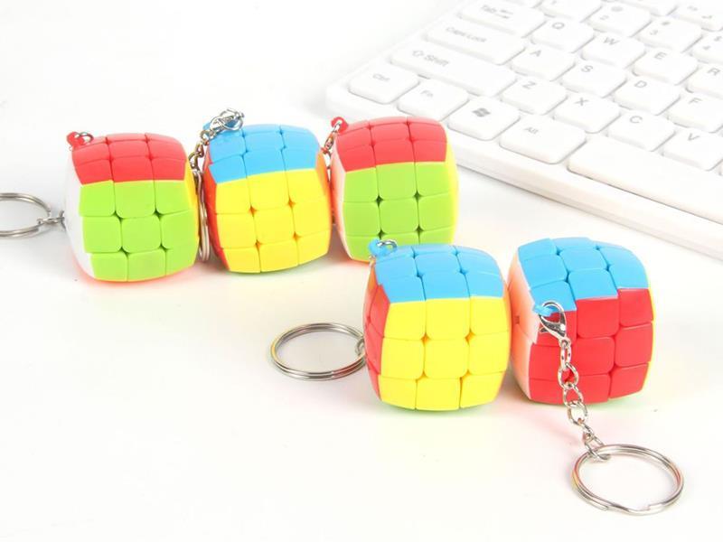 Multicolor Mini Third Order Rubik's Cube Keychain