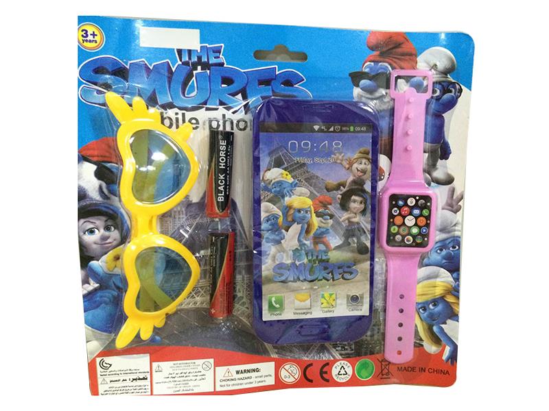 The Smurfs Mobile Phone + Watch + Glasses + Batteries