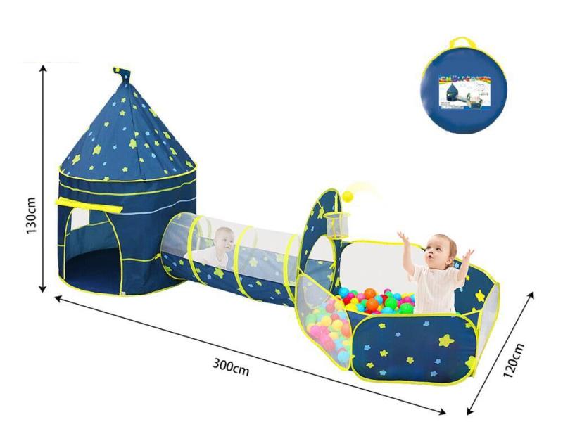 Three-In-One Pink Heart-Dot Yurt With A Circular Passage And A Ball Pool