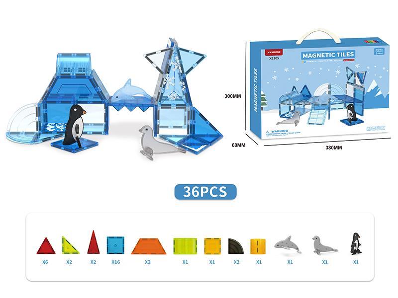 Sea Animals Magnetic Tiles Building Blocks 36pcs