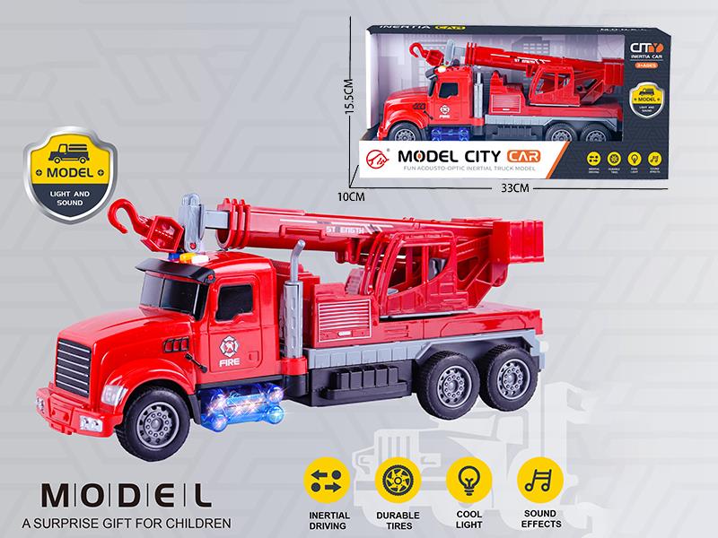 Friction Fire Engine Crane With Sound And Lights