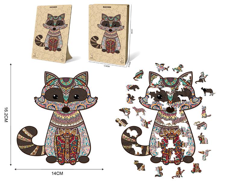 100pcs Wooden Puzzle - Raccoon