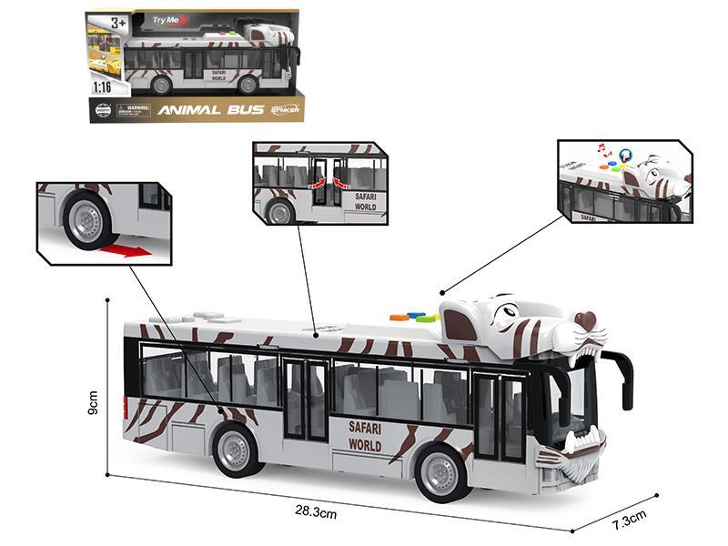 1:16 Friction Tiger Head Bus With Light And Music