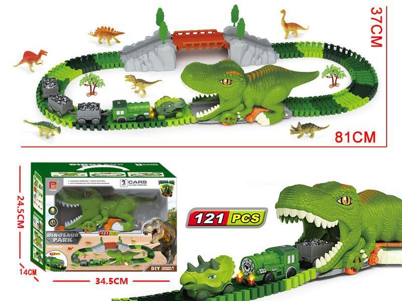 Dinosaur Railroad Speeder With B/O Train With Three Carriages 121Pcs