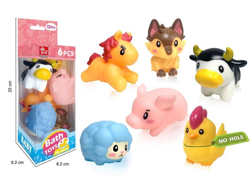 Vinyl Farm Animals Bath Toy 6pcs