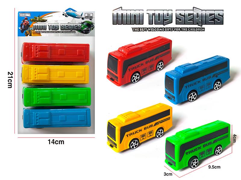 4pcs Pull Back Bus
