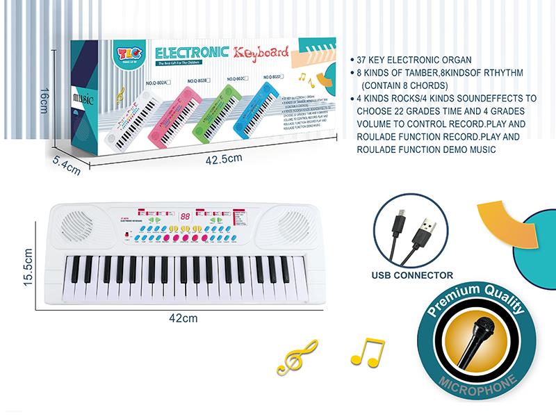 37 Key Multifunctional Electronic Organ With Microphone, Type-C Connection Cable(White)