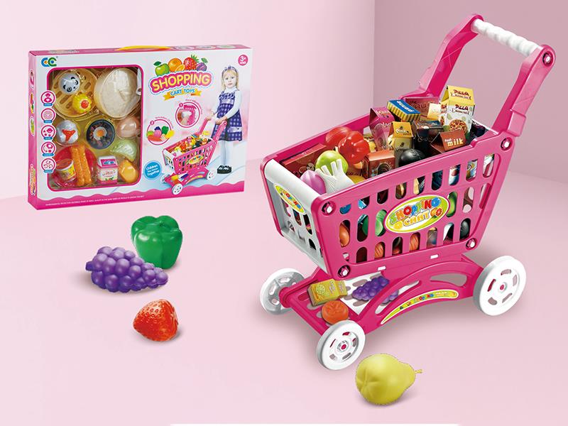 Shopping Cart With Breakfast Food Set